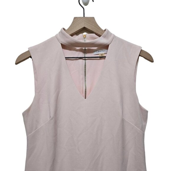 Calvin Klein Light Pink V-Neck Cut Out Sleeveless Sheath Knee Length Dress Sz 6 - Picture 2 of 7